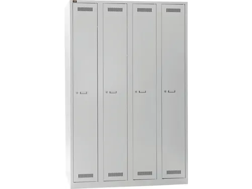 garderobekast,HxBxD 1850x1200x500mm,4vak,cil.-slot,romp lichtgrijs
