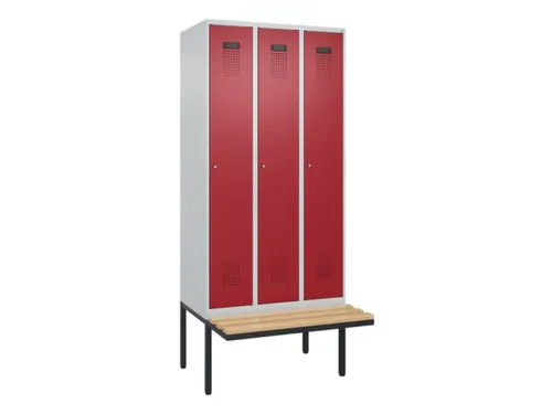 locker met bank,voor scheiding van kleding,HxBxD 2120x900x815mm,3vak