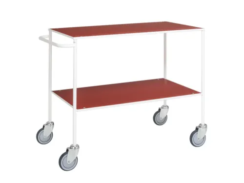 tafelwagen,draagverm. 150kg,2xstaalplaat,staaletage,wit,TPE-banden