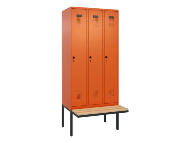 locker met bank,voor scheiding van kleding,HxBxD 2120x900x815mm,3vak