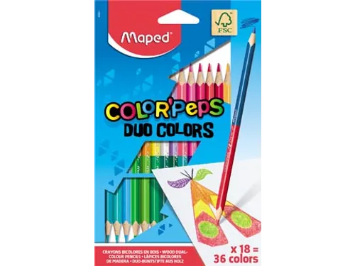 kleurpotlood Color'Peps Duo, blister met 18 stuks