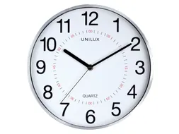 Wandklok Unilux Aria Ø30,5cm zilvergrijs/wit cijferaanduiding