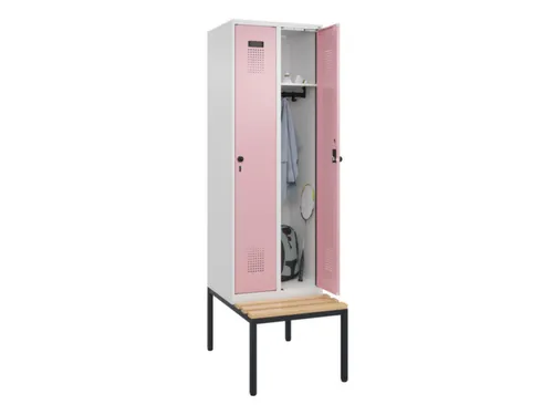locker met bank,HxBxD 2120x600x815mm,2vak,vak B 300mm,draaigrendel