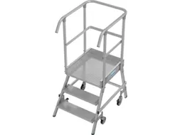 bordestrap,verrijdbaar,bordes H 0,75m,3treden,aluminium,4zwenkwielen