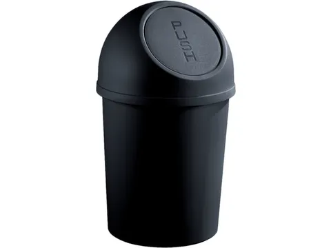 afvalbak,6l,HxØ 375x214mm,romp PP zwart,deksel PP zwart