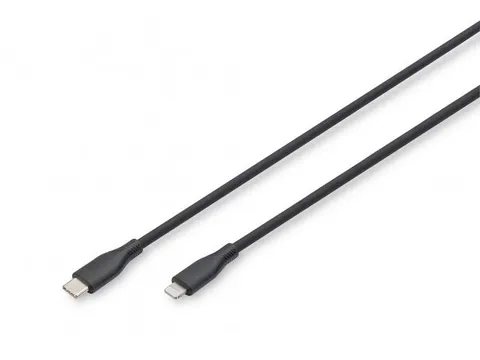 USB siliconen oplaadkabel USB-C Lightning 2m USB 2.0 60W Zwart