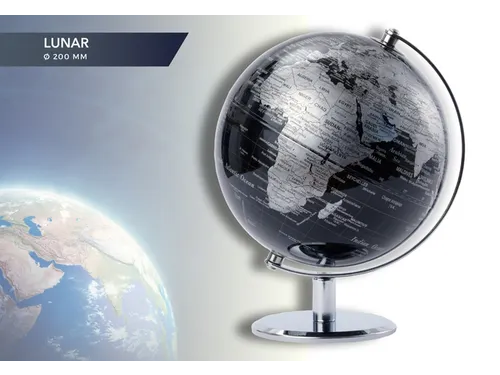TROIKA Wereldbol Lunar 20cm Chroom Zwart-zilver