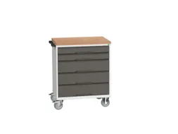 gereedschapswagen 980x800x600mm multiplexblad 5 laden RAL7035+RAL7016