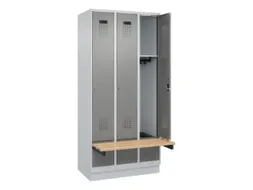 locker met bank,HxBxD 1950x900x815mm,3vak,vak B 300mm,cilinderslot