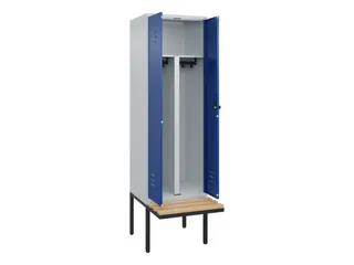 PBM-locker met bank,HxBxD 2120x600x815mm,2vak,vak B 300mm,draaigrendel - 2