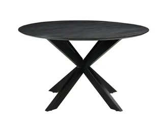 Vergadertafel Harper 130cm Rond Mango Zwart Spinpoot Zwart - 1