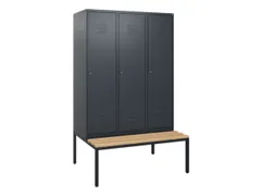 locker met bank,HxBxD 1950x1200x815mm,3vak,vak B 400mm,cil.-slot