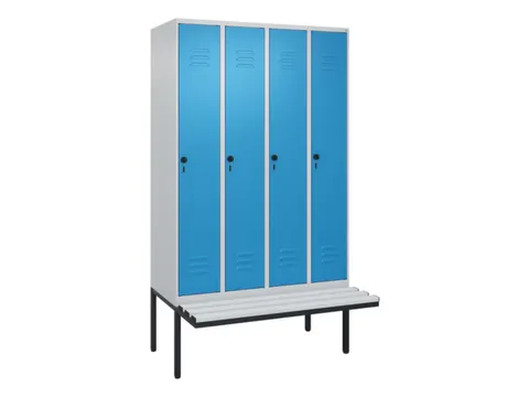 locker met bank,HxBxD 2120x1200x815mm,4vak,vak B 300mm,draaigrendel