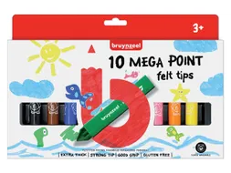 Viltstift Bruynzeel Kids Mega Point assorti 10 stuks