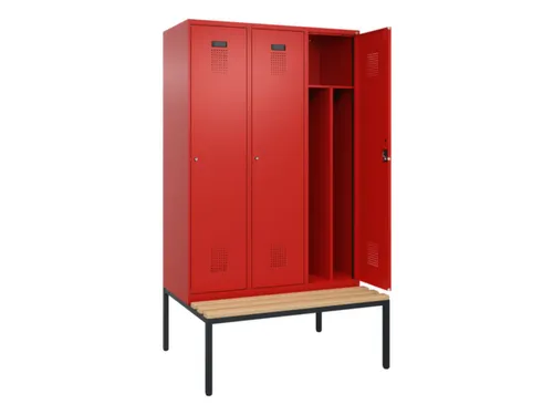 locker met bank,voor scheiding van kleding,HxBxD 2120x1200x815mm,3vak