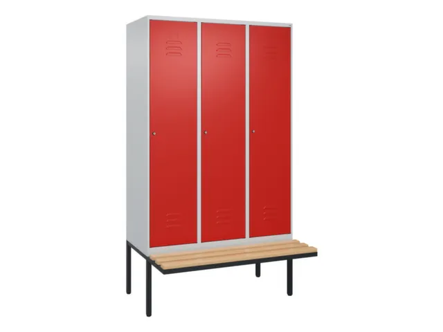 locker met bank,HxBxD 2120x1200x815mm,3vak,vak B 400mm,cil.-slot