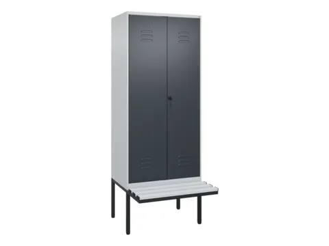 PBM-locker met bank,HxBxD 2120x800x815mm,2vak,vak B 400mm,draaigrendel