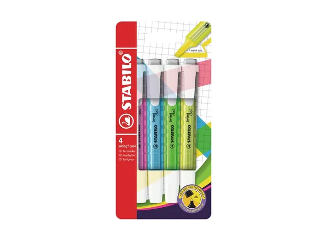 Markeerstift Stabilo Swing Cool Assorti 4 Stuks