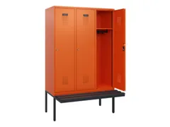 locker met bank,HxBxD 1950x1200x815mm,3vak,vak B 400mm,cilinderslot