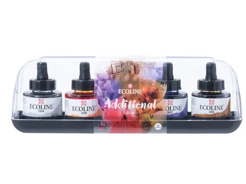 Inkt Talens Ecoline met pipet additional set à 5 ass