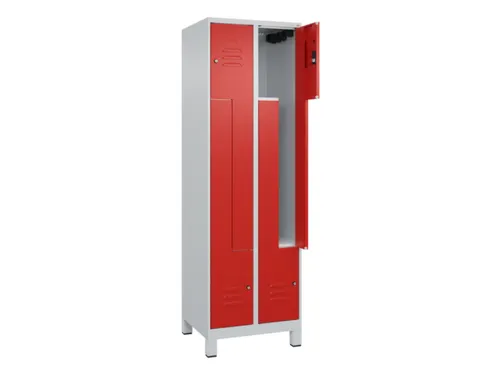 Z-garderobekast,HxBxD 1950x600x500mm,vak B 150/300mm,cil.-slot,voeten