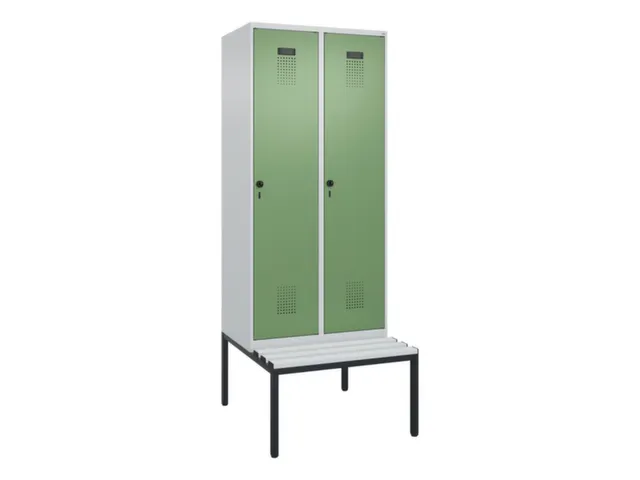 locker met bank,voor scheiding van kleding,HxBxD 2120x800x815mm,2vak
