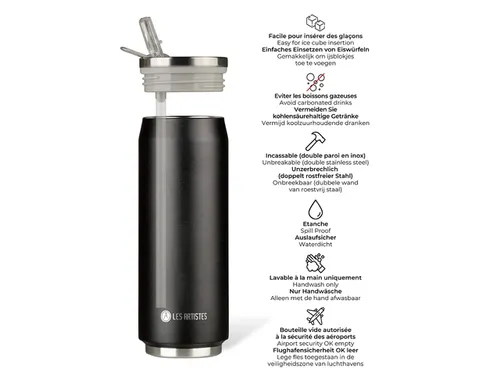 Thermosbeker Les Artistes Paris blik 500ml Heart met rietje