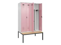PBM-locker met bank,HxBxD 2120x1200x815mm,4vak,vak B 300mm