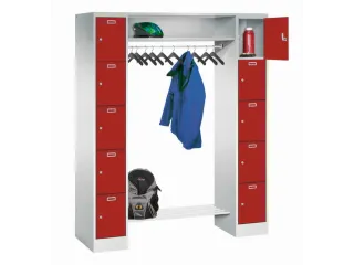 personeelsgarderobe cil.slot 1950x1500x500mm 2x5 vakken 300mm RAL3000 - 1