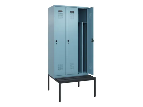 locker met bank,voor scheiding van kleding,HxBxD 2120x900x815mm,3vak