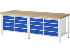 werkbank,HxBxD 840-1040x2500x900mm,beukblad,draagverm. 1250kg