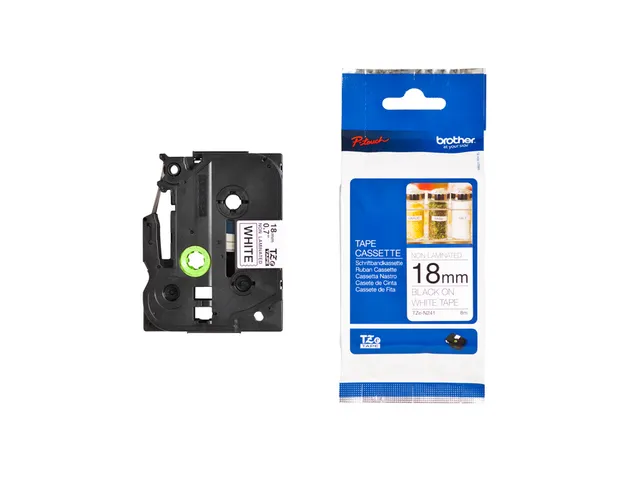 Ruban de lettrage Brother P-Touch TZe-N241 non laminé18mm noir sur bl