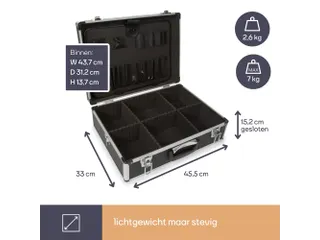 Aluminium Gereedschapskoffer 455x330x152mm 22,8L Grijs/Zwart - 7