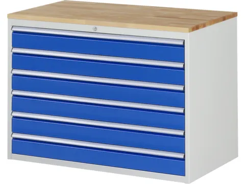 ladekast 825x1145x650mm 6laden cilinderslot RAL7035 RAL5010 beuken