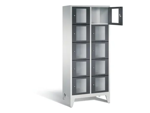 Lockerkast 1850x810x500mm 2x5 vakken Cilinderslot Poten, RAL7021