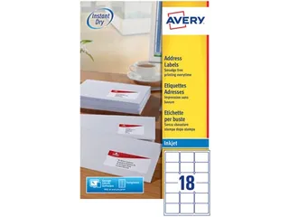 Adresetiket Avery J8161-25 63.5x46.6mm Inkjet Wit 450 stuks - 3