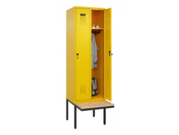 locker met bank,HxBxD 2120x600x815mm,2vak,vak B 300mm,draaigrendel