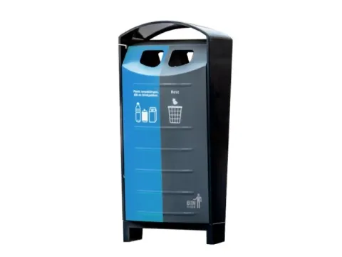 Buitenafvalbak 2x50 liter BINsolumn grijs, zwart, blauw