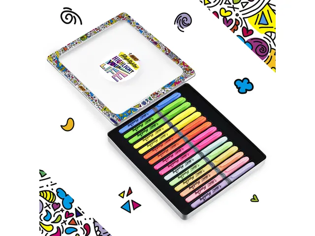 Markeerstift Bic grip Highlight your life assorti blik à 15 stuks