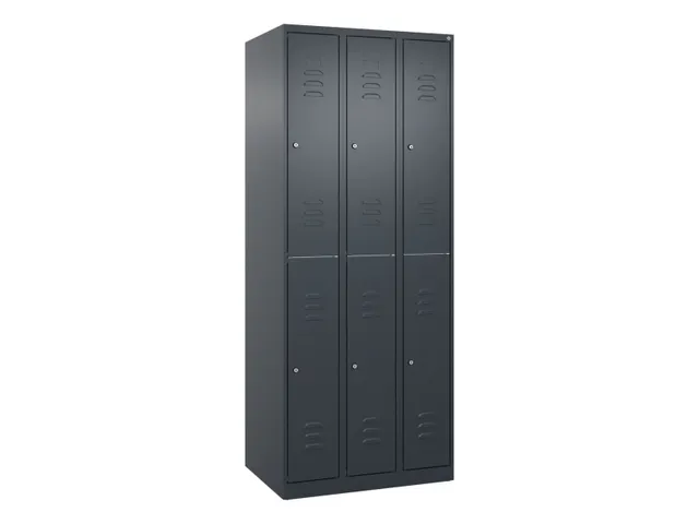 dubbeldekse locker,HxBxD 1850x750x500mm,3x2vak.,vak B 250mm,cil.-slot