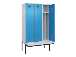 locker met bank,voor scheiding van kleding,HxBxD 2120x1200x815mm,3vak - 1