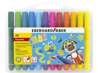 Viltstiften Eberhard Faber Jumbo 2mm 24 kleuren in kunststof etui - 1