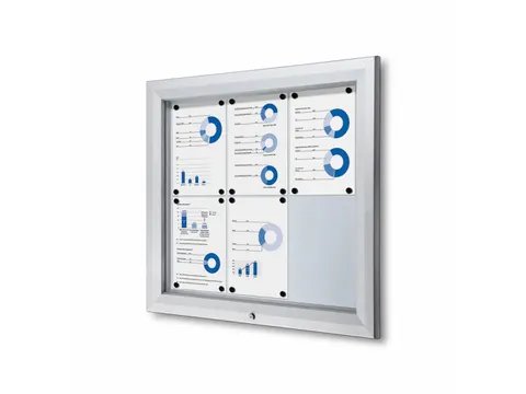 Vitrinekast mededelingenbord Outdoor 6xA4 Zilver
