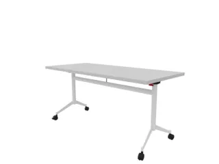 klaptafel,HxBxD 750x1600x700mm,hoekig,T-voet wit,ovale buis,blad grijs - 1