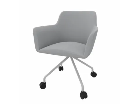 Bezoekersstoel,4-Voet/4Wielen Ronde Buis Verchroomd,M. Armleuningen