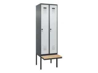 locker met bank,HxBxD 2120x600x815mm,2vak,vak B 300mm,draaigrendel - 3