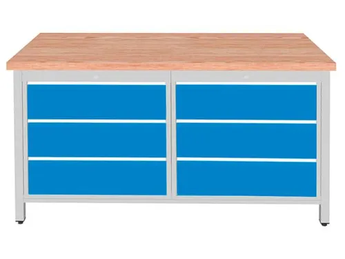 werkbank,HxBxD 860x1500x750mm,onderstel RAL5010,fronten RAL3020