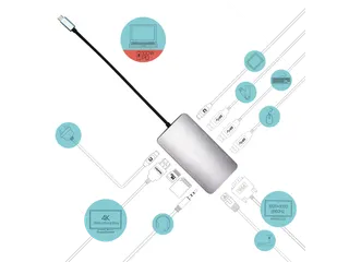 USB-C Metal Nano Dock HDMI/VGA with LAN + Charger 100W - 6
