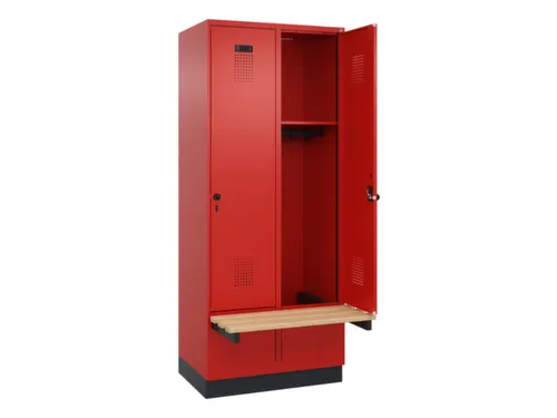 locker met bank,HxBxD 1950x800x815mm,2vak,vak B 400mm,draaigrendel