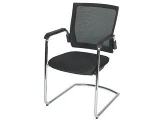 Conferentiestoel Serie 105 Zwart Stof Mesh Rug Sledeframe Armleuningen - 1